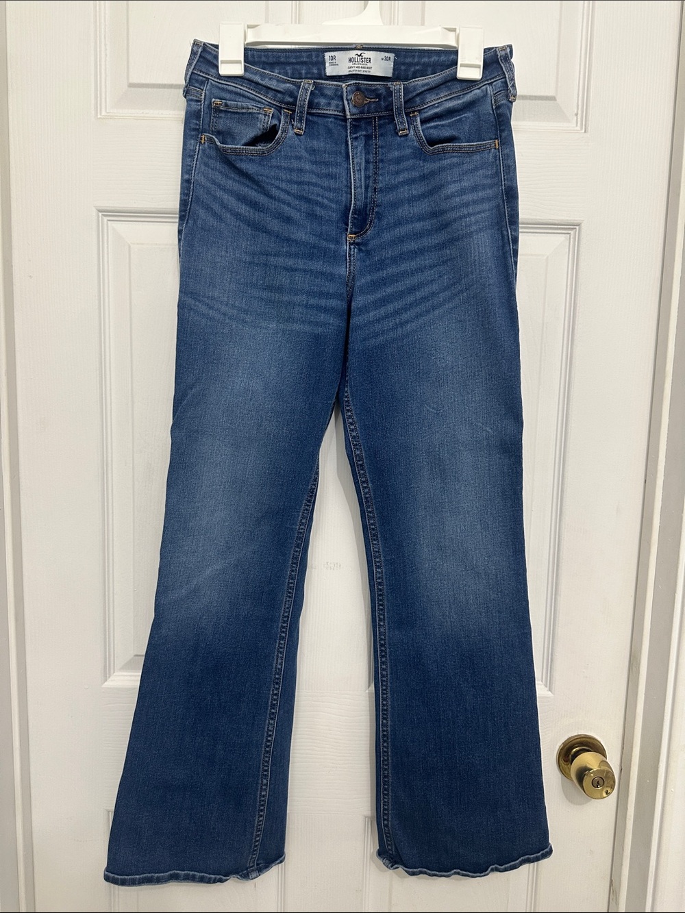 Hollister Curvy Mid-Rise Boot Dark Blue Wide-Leg Jeans